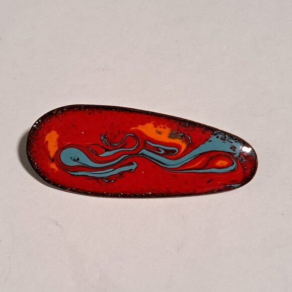 margo knight Jewelry - Margo Knight long oval red blue brooch